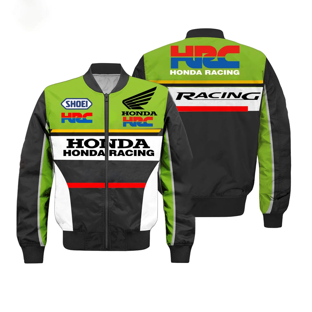 Honda Logo Men's Thickened Jacket, Motorcycle Windproof Jacket, Honda Logo Harajuku Casual Wear, Winter Cold-Proof Jacket
